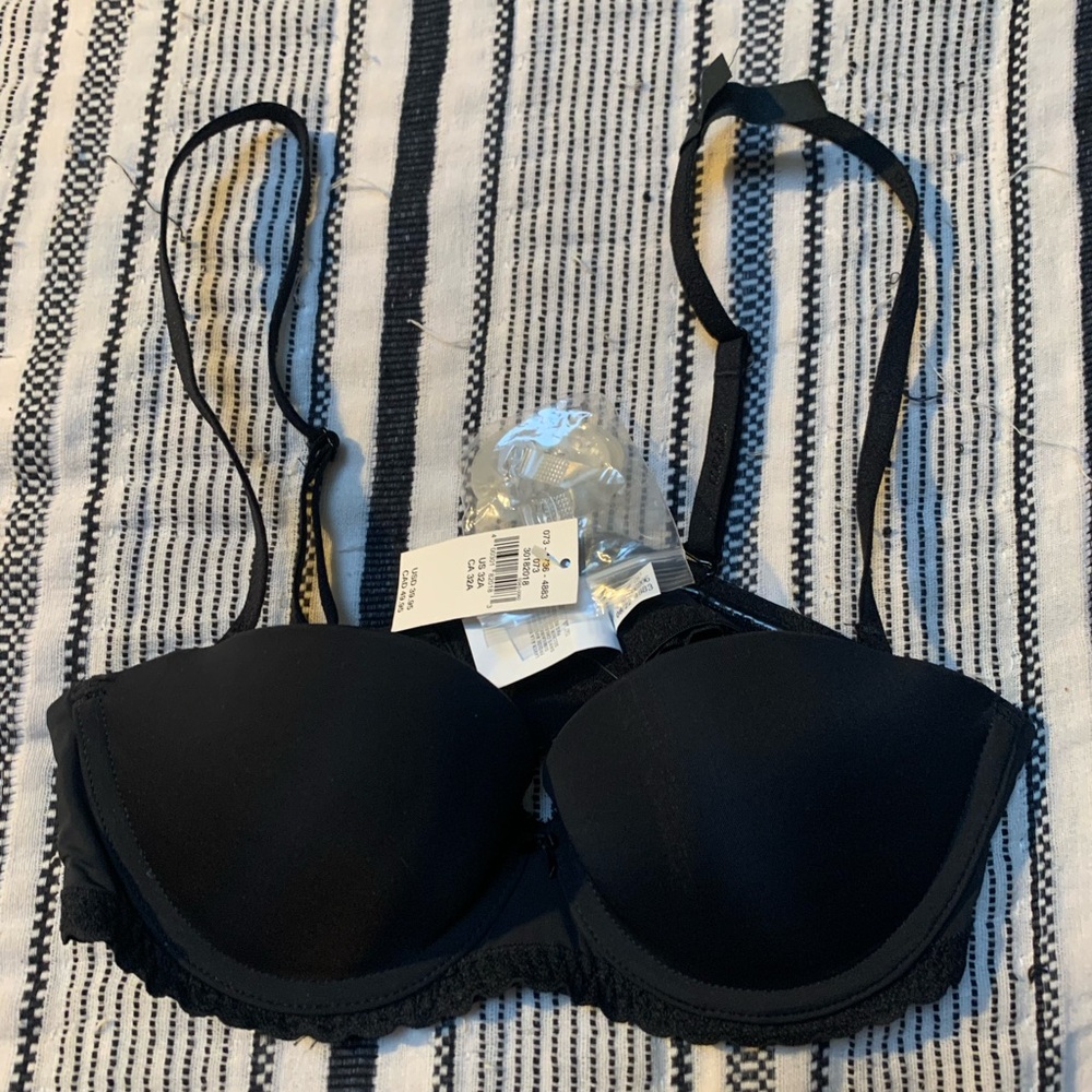 NWT aerie strapless/strap black push up bra 32A